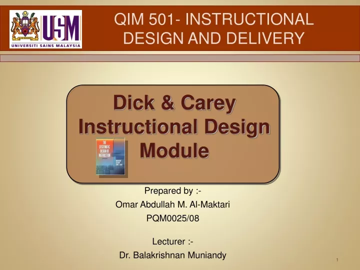 qim 501 instructional design and delivery