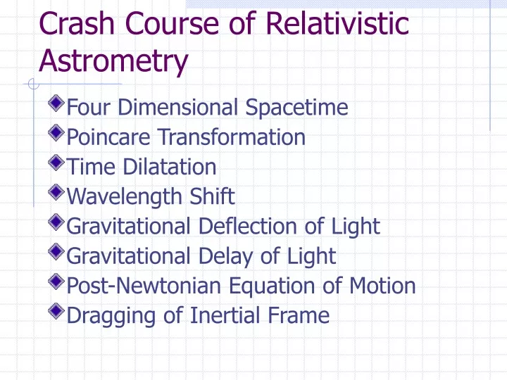 crash course of relativistic astrometry
