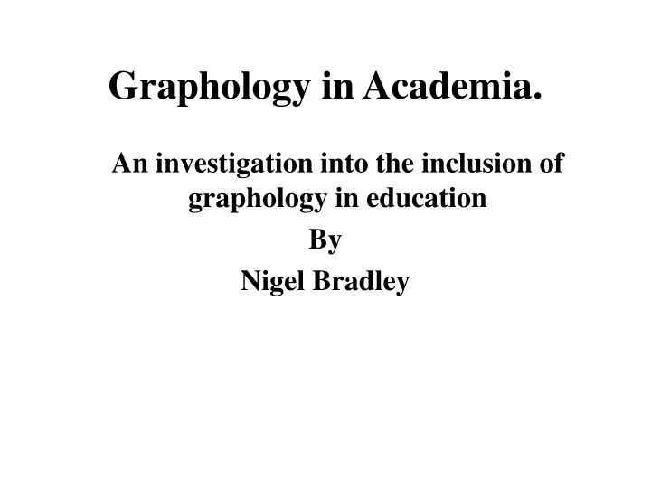 graphology in academia