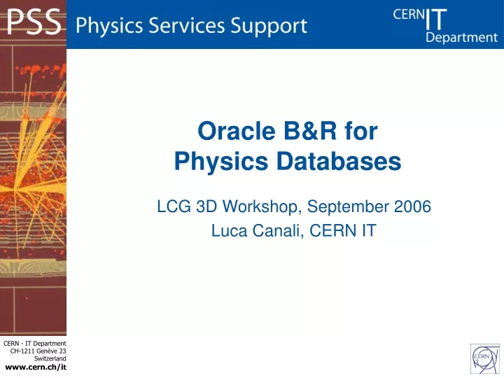oracle b r for physics databases
