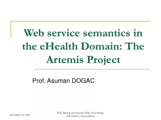 Web service semantics in the eHealth Domain: The Artemis Project