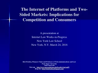 The Internet of Platforms and Two-Sided Markets: Implications for Competition and Consumers