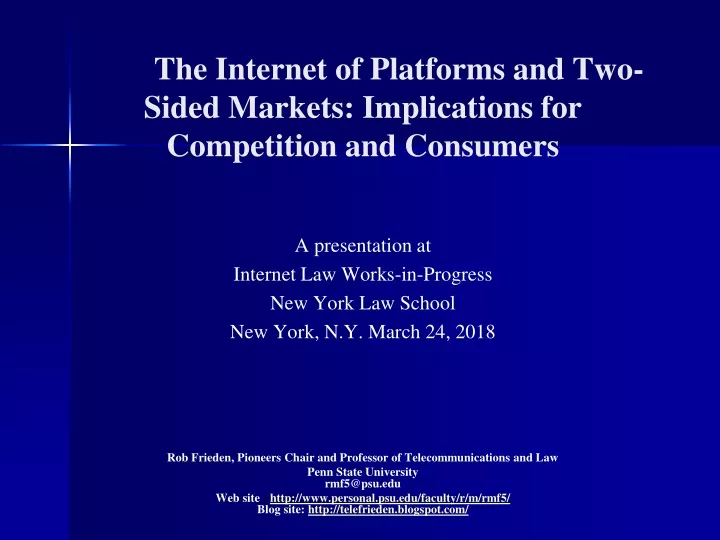 the internet of platforms and two sided markets implications for competition and consumers