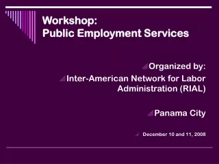 Workshop:  Public Employment Services