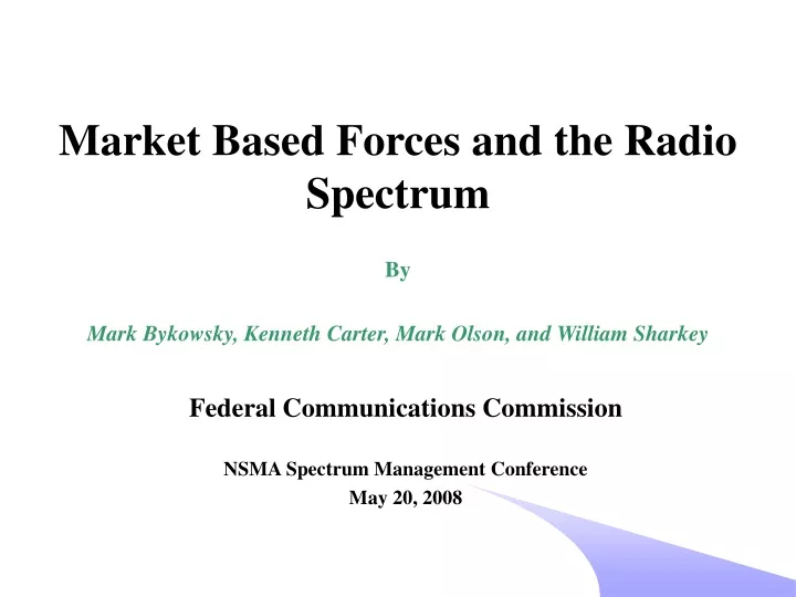 market based forces and the radio spectrum
