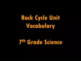 Rock Cycle Unit Vocabulary 7 th  Grade Science