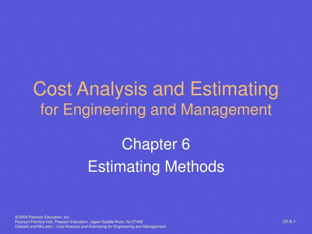 PPT - Cost Estimating Methods in Engineering Management: Universal ...