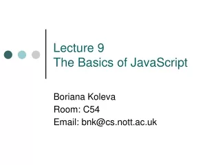Lecture 9 The Basics of JavaScript