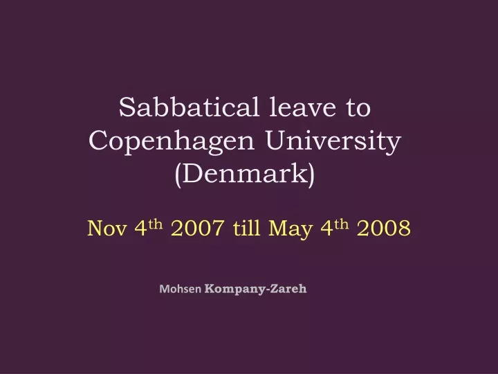 sabbatical leave to copenhagen university denmark