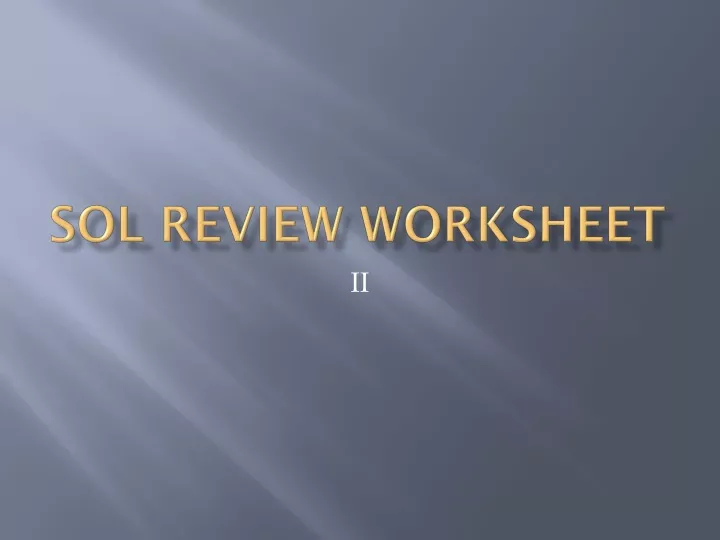 sol review worksheet