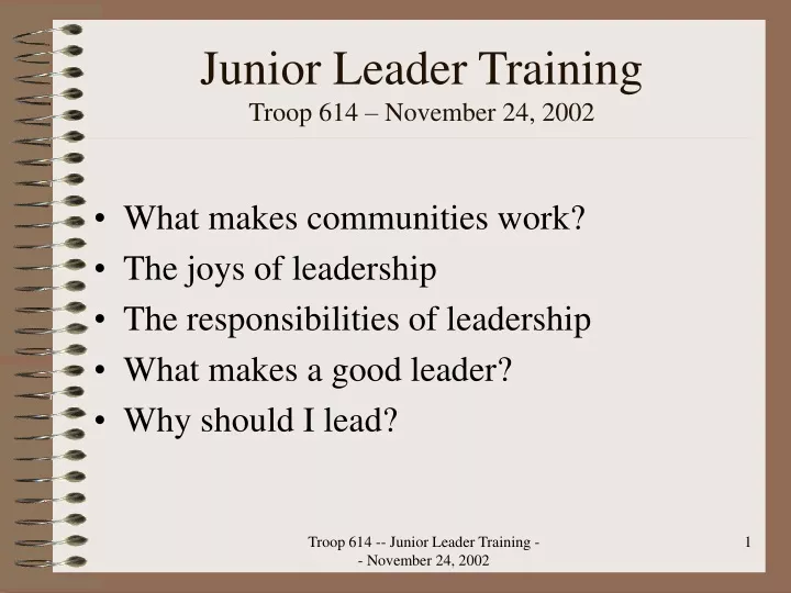 junior leader training troop 614 november 24 2002