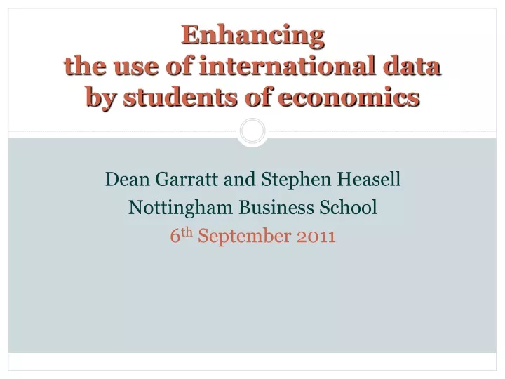 enhancing the use of international data by students of economics