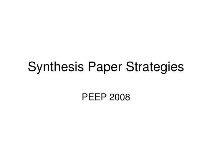 synthesis paper strategies