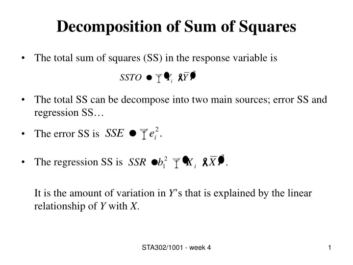 decomposition of sum of squares