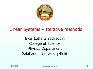 Linear Systems – Iterative methods