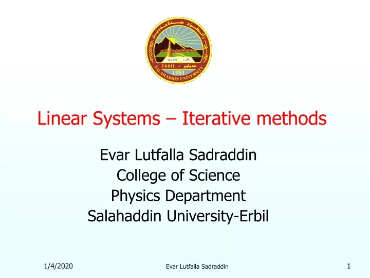 linear systems iterative methods