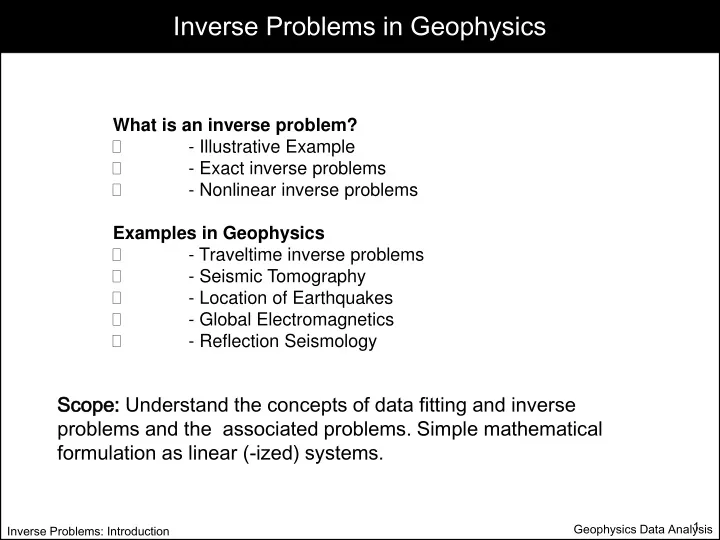 inverse problems in geophysics
