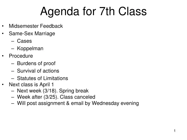 agenda for 7th class