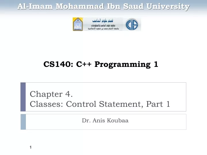 chapter 4 classes control statement part 1