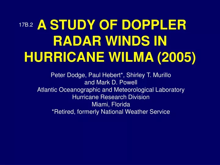 a study of doppler radar winds in hurricane wilma 2005