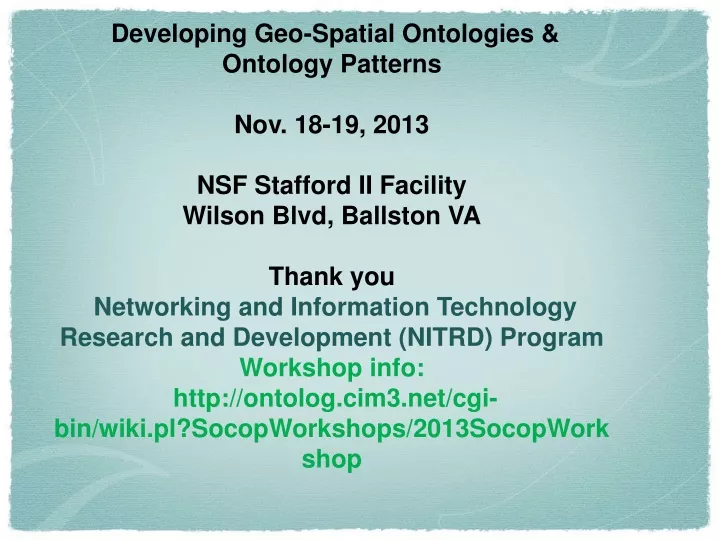 6th annual spatial ontology community socop