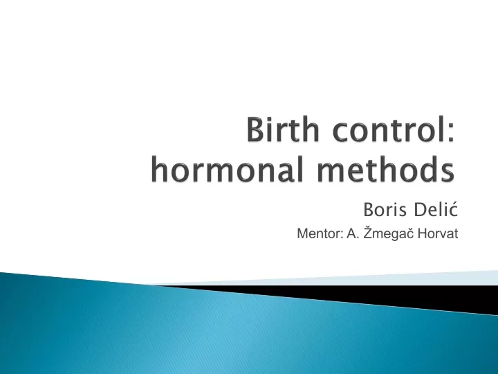 birth control hormonal methods