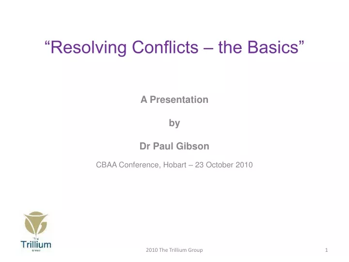 resolving conflicts the basics