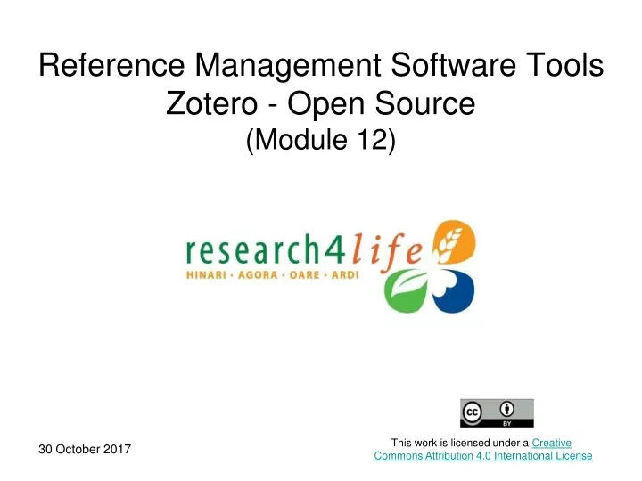 reference management software tools zotero open source module 12