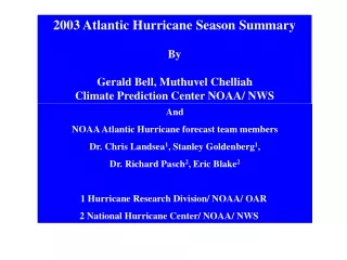 2003 Atlantic Hurricane Season Summary By Gerald Bell, Muthuvel Chelliah