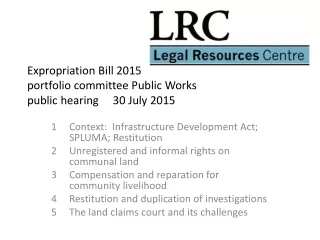 Expropriation Bill 2015 portfolio committee Public Works   public hearing     30 July 2015