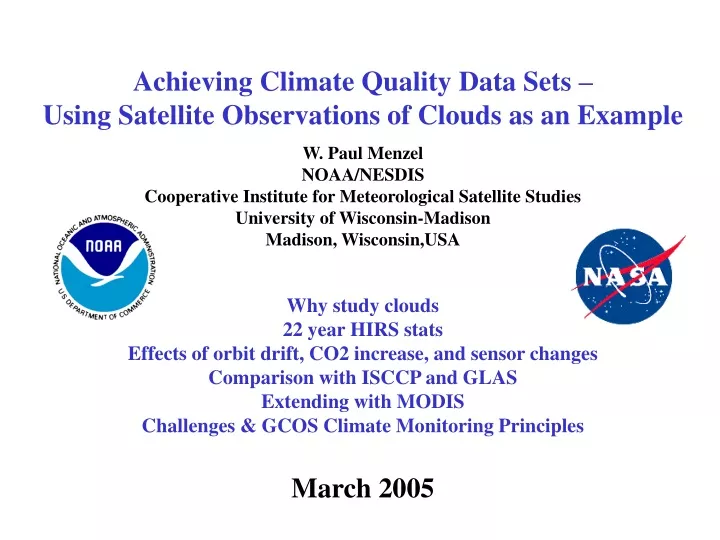 achieving climate quality data sets using