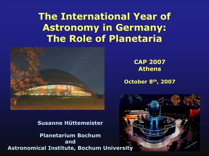 the international year of astronomy in germany the role of planetaria