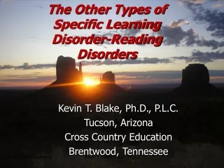 The Other Types of Specific Learning Disorder-Reading Disorders