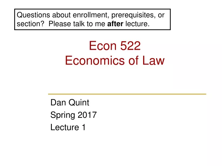 econ 522 economics of law