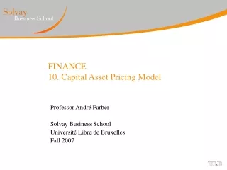 FINANCE 10. Capital Asset Pricing Model