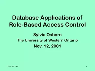 Database Applications of  Role-Based Access Control