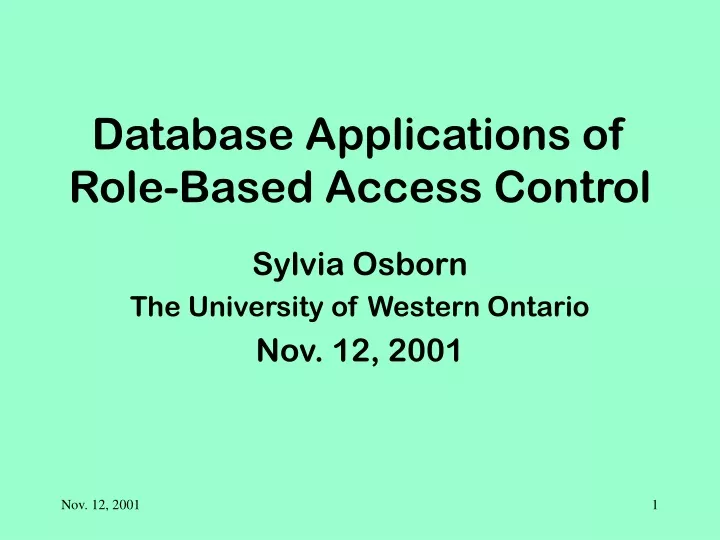 database applications of role based access control