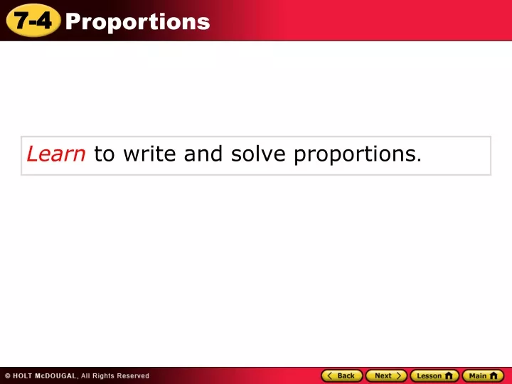 learn to write and solve proportions