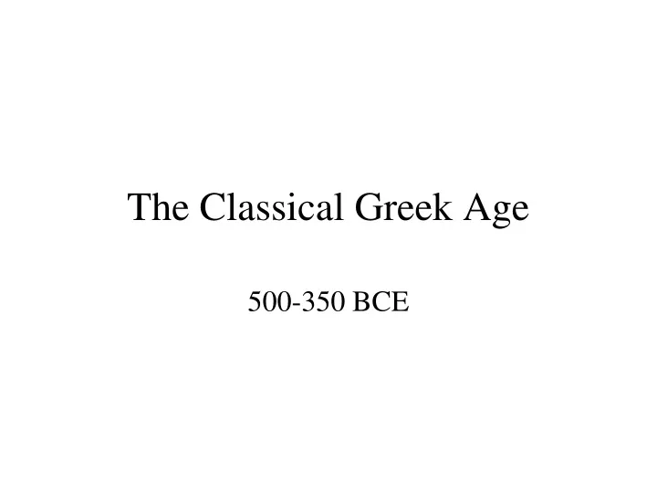 the classical greek age