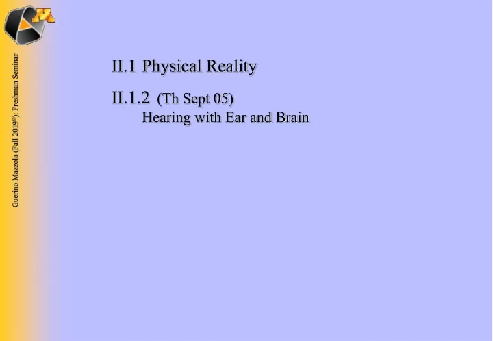 ii 1 physical reality ii 1 2 th sept 05 hearing