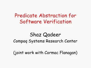 Predicate Abstraction for Software Verification