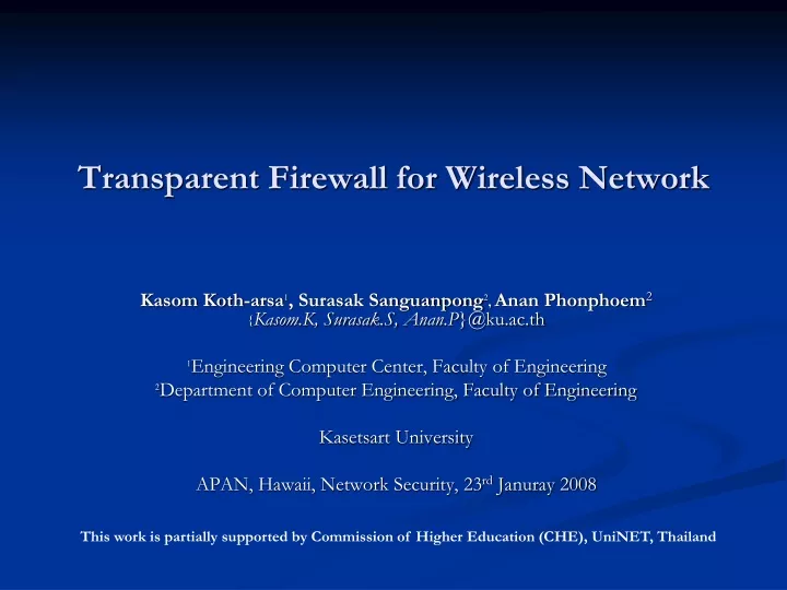 transparent firewall for wireless network