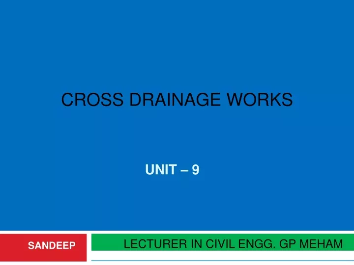 cross drainage works
