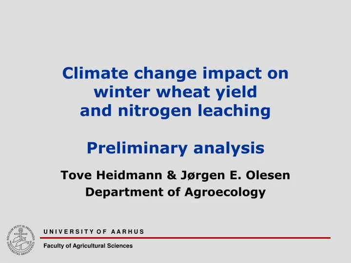 climate change impact on winter wheat yield and nitrogen leaching preliminary analysis