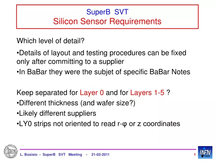 superb svt silicon sensor requirements
