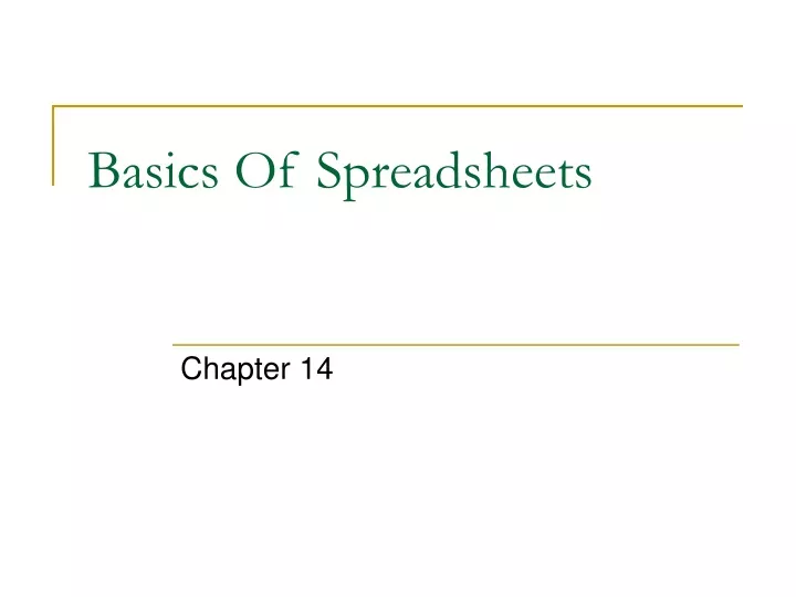 basics of spreadsheets