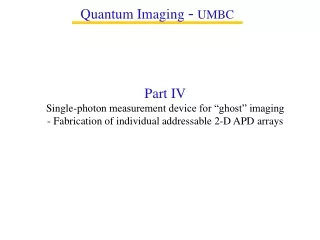 Quantum Imaging  - UMBC
