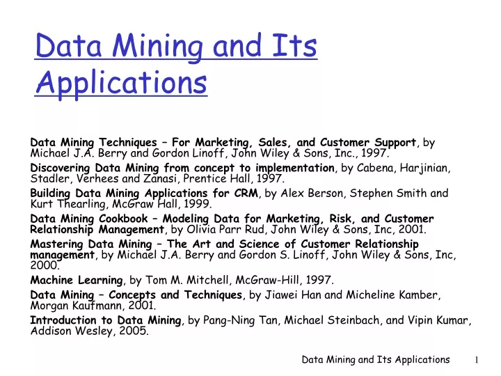 data mining and its applications