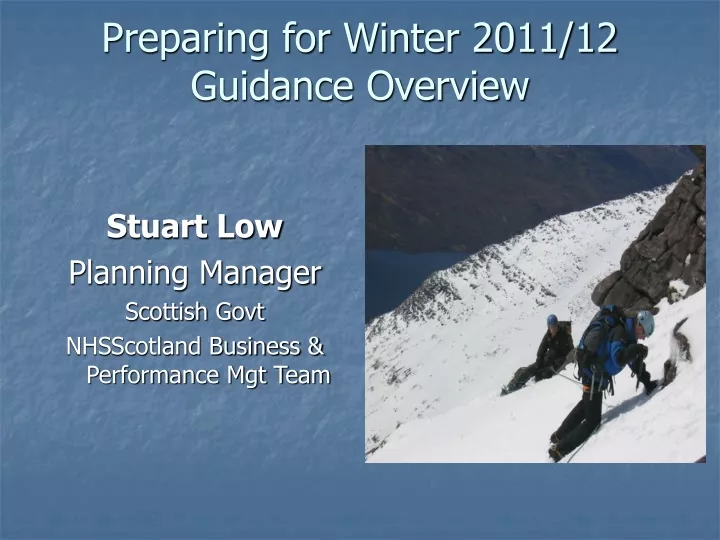 preparing for winter 2011 12 guidance overview