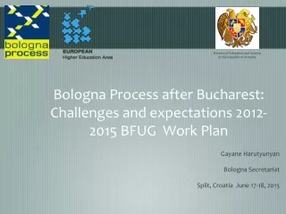 Bologna Process after Bucharest: Challenges and expectations  2012-2015  BFUG  Work Plan